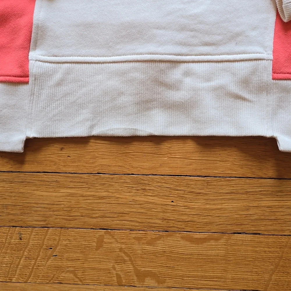 Evereve, Coral & Cream Colorblock Sweatshirt, Drop Shoulders, EUC, Women's S - Picture 10 of 12